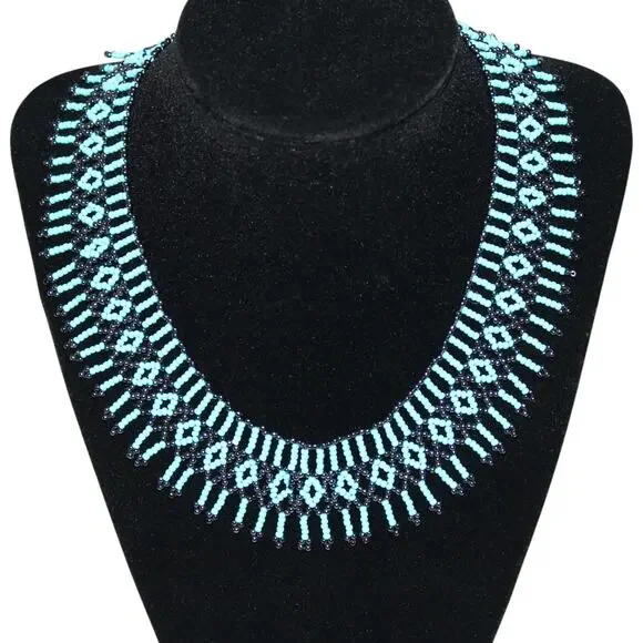 Handmade Turkish Turquoise Fine Beaded Necklace - Picture 2 of 4